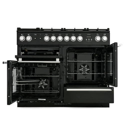 Rangemaster NEX110DFFWH/C - White/Chrome Range Cooker - 146L - A Rated