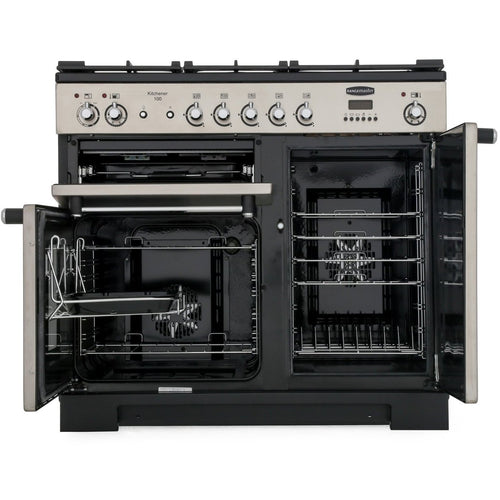 Rangemaster KCH100NGFBL/C - Black/Chrome Gas Range Cooker - 100cm - A+ Energy