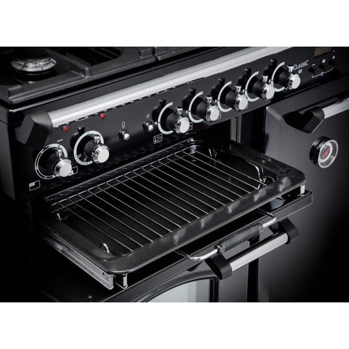 Rangemaster CLA100NGFBL/C - Black/Chrome Gas Range Cooker - 86L - A+ Energy