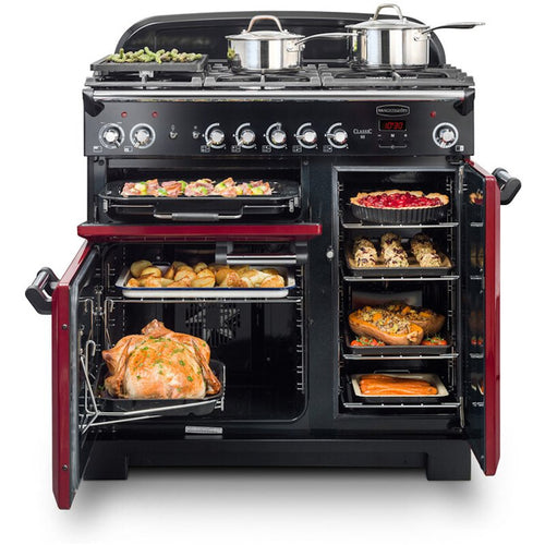 Rangemaster Classic CLA100NGFCY/C - Red/Chrome 100cm Range Cooker - Gas - A+ Rated
