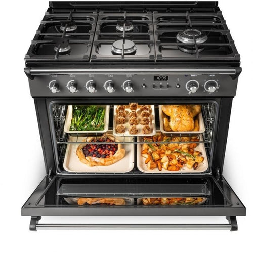 Rangemaster Classic FX CLAS90FXDFFMG/B - Mineral Green/Brass 90cm Range Cooker - Dual Fuel - A Rated