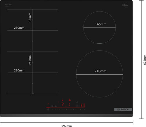 Bosch Series 6 PIX631HC1E - Black 4 Zone Induction Hob