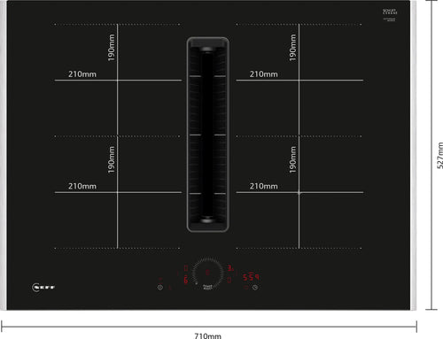 Neff V57THQ4L0 - Blackl 4 Zone Venting Hob - B energy