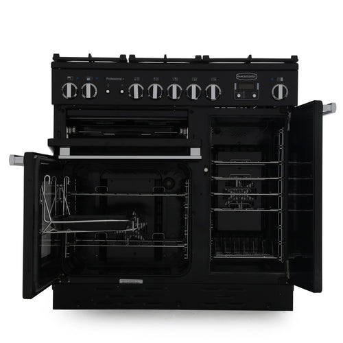 Rangemaster PROP90NGFCY/C - Cranberry/Chrome 90cm Gas Range Cooker - A Rated