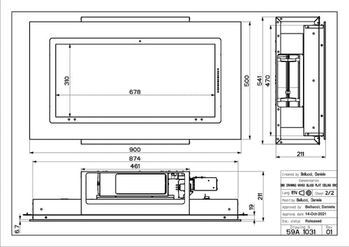 Faber Heaven 3.0 X Slim KL A90 - White Glass 90cm Ceiling Integrated Extractor Hood - 700 m³/h - A+ Energy Rated