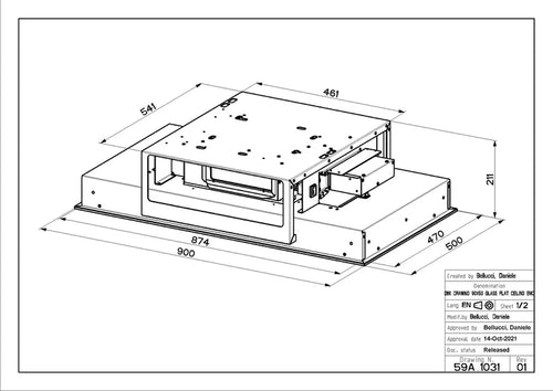 Faber HEAVEN-GLASS-3-0-WH-SLIM-KL-A90 - White Glass Ceiling Extractor - 90cm - A+ Energy