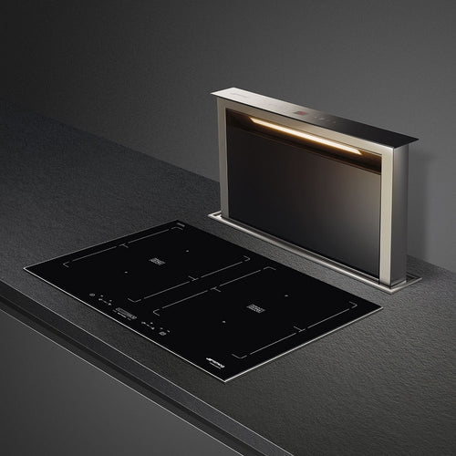 Smeg KDD60VXE-2 - Stainless Steel and Black Glass Downdraft Extractor - 570m³/h - B Energy Rated