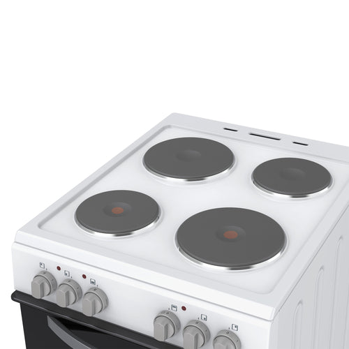 Montpellier MTCE50W - White 50cm Twin Cavity Electric Cooker - Solid Plate Hobs - Energy Rating Unavailable