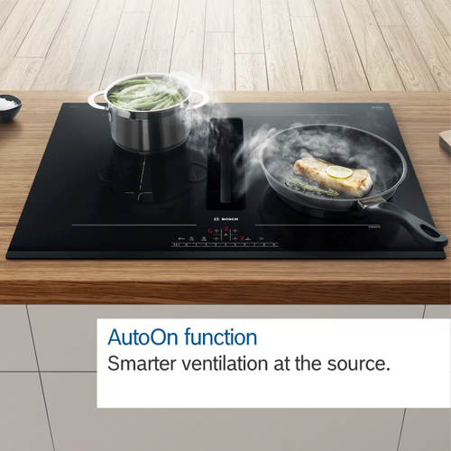 Bosch Series 6 PVQ731H26E - Black 4 Zone Venting Hob - B energy